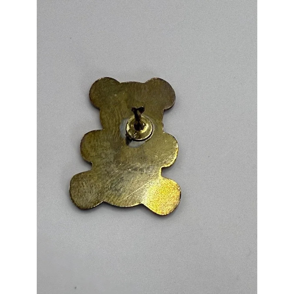 Vintage‎ Ohio Teddy Bear Enamel Pin Set of 2 – Gold Tone Black Red Heart Bears